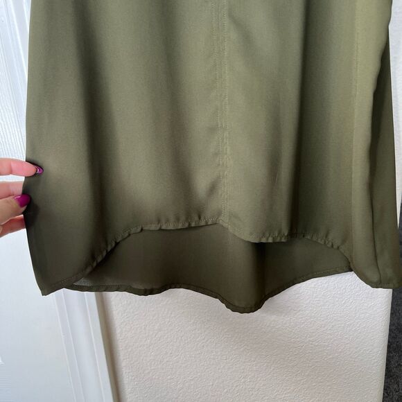 Pink Rose Sleeveless Women’s Blouse Tank Top Army Green Size Small #505 - Picture 4 of 12